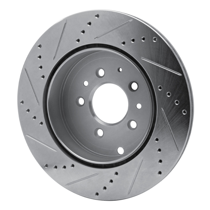 Mazda CX-9 Brake Rotor (1) - Rear Right - R1 Concepts - Drilled & Slotted - Silver - `07-`15